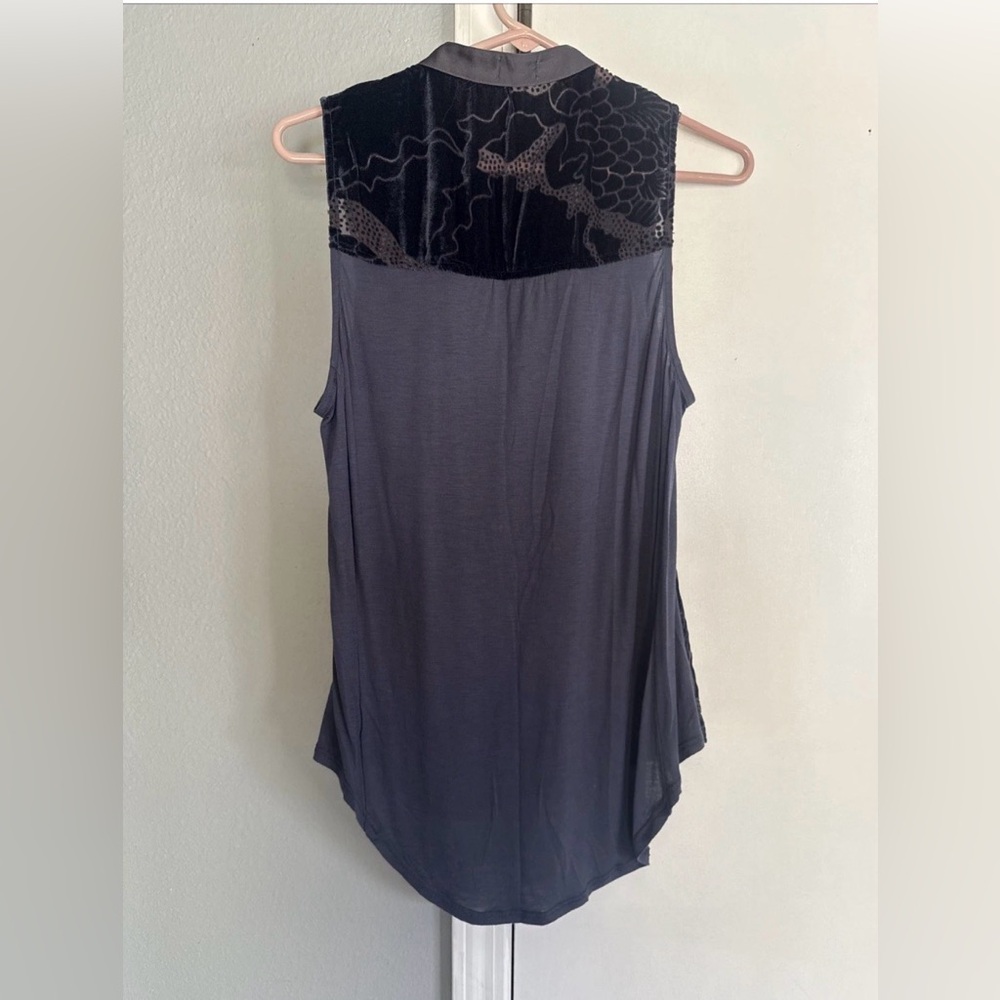 Anthropologie TINY Velvet Ileana Sequin Tank Womens Med Navy Blue Burnout Top - Picture 7 of 7